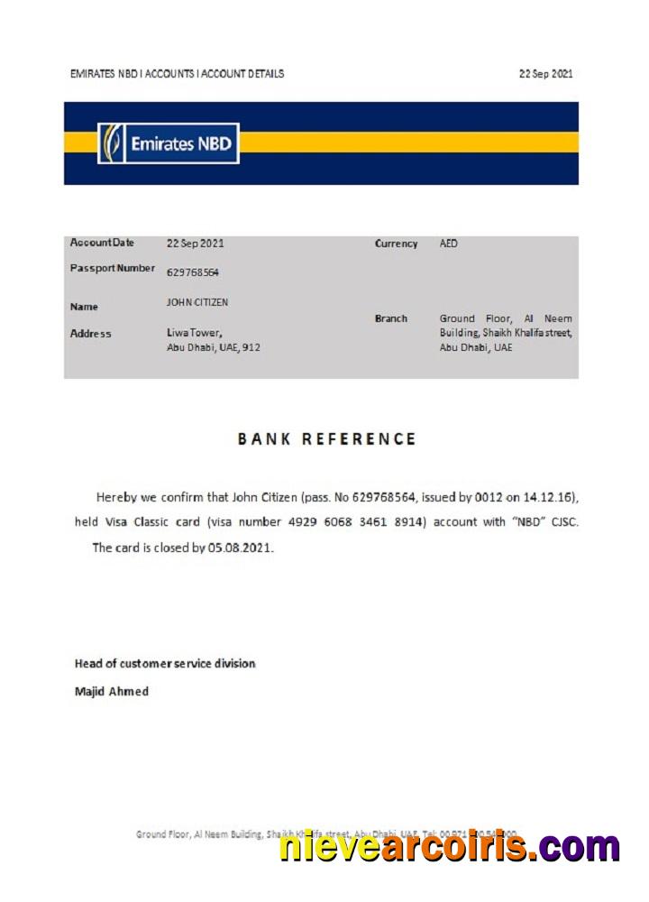 UAE Emirates NBD closure reference